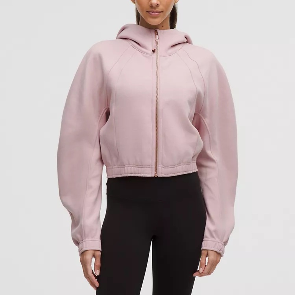 Lululemon Scuba Full-Zip Cropped Hoodie-Pink Haze/Rose Gold-NWT